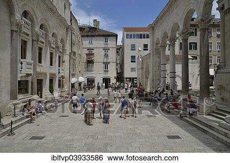 "Peristyle, rectangular courtyard, in front of the Cathedral of Saint Domnius, also Saint Dujam or Saint Duje, 10th century, Split, Split-Dalmatia County, Croatia, Europe" View Large Photo Image Stock Photograph - "Peristyle, rectangular courtyard, in front of the Cathedral of Saint Domnius, also Saint Dujam or Saint Duje, 10th century, Split, Split-Dalmatia County, Croatia, Europe". Fotosearch