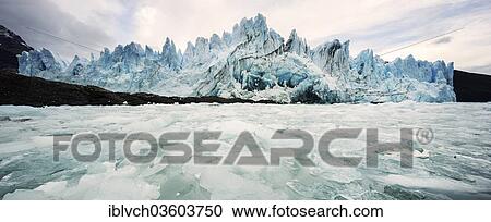 Stock Image - "Perito Moreno Glacier, glacier tongue, ice, icefall, Los Glaciares National Park, Santa Cruz, Argentina, South America". Fotosearch