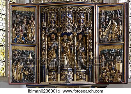 Stock Photography - "Pesenbacher winged altar, Pilgrimage Church of St. Leonhard in Pesenbach, municipality of Feldkirchen an der Donau, Muehlviertel region, Upper Austria, Austria, Europe". Fotosearch