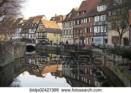 Stock Photo - "Petite Venise in winter, historic district of Colmar, Alsace, France, Europe". Fotosearch
