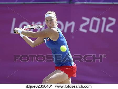 Stock Image - "Petra Kvitova, CZE, AELTC, London 2012, Olympic Tennis Tournament, Olympics, Wimbledon, London, England, Great Britain, Europe". Fotosearch