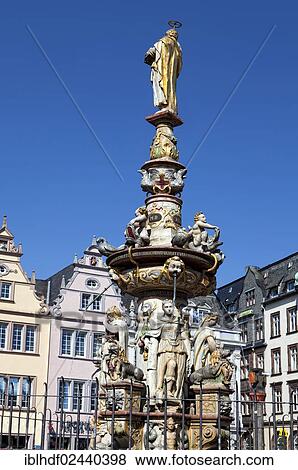 "Petrusbrunnen fountain on Hauptmarkt square, Trier, Rhineland-Palatinate, Germany, Europe, PublicGround, Europe" View Large Photo Image Stock Photo - "Petrusbrunnen fountain on Hauptmarkt square, Trier, Rhineland-Palatinate, Germany, Europe, PublicGround, Europe". Fotosearch