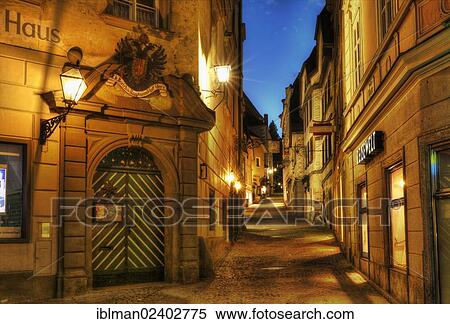 Stock Photography - "Pfarrgasse lane, Steyr, Traunviertel area, Upper Austria, Austria, Europe, PublicGround, Europe". Fotosearch