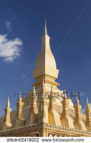 Stock Image - Pha That Luang, Pha Tat Luang, Stupa, Vientiane, Laos, Southeast Asia, Asia. Fotosearch