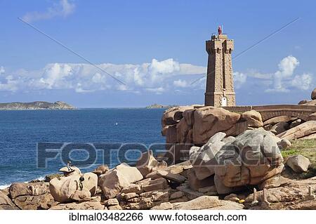 "Phare de Ploumanac'h or Phare de Mean Ruz lighthouse on the Cote de Granit Rose or Pink Granite Coast, Ploumanac’h, Brittany, France, Europe" View Large Photo Image Stock Photograph - "Phare de Ploumanac'h or Phare de Mean Ruz lighthouse on the Cote de Granit Rose or Pink Granite Coast, Ploumanac’h, Brittany, France, Europe". Fotosearch