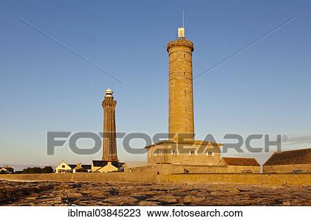 Stock Image - "Phare d'Eckmuhl or Point Penmarc'h Lighthouse, Penmarc'h, Finistere, Brittany, France, Europe". Fotosearch