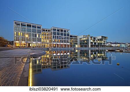 "Phoenix Lake with the waterfront and modern architecture at the blue hour, Dortmund, North Rhine-Westphalia, Germany, Europe" View Large Photo Image Stock Image - "Phoenix Lake with the waterfront and modern architecture at the blue hour, Dortmund, North Rhine-Westphalia, Germany, Europe". Fotosearch