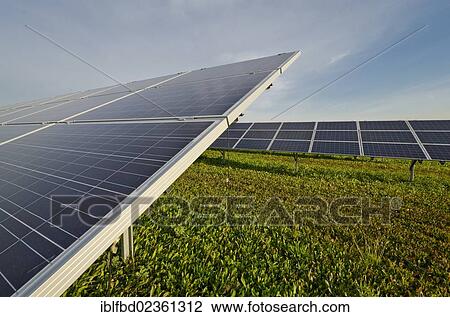 Stock Image - "Photovoltaic power plant, Nentmannsdorf, Saxony, Germany, Europe". Fotosearch