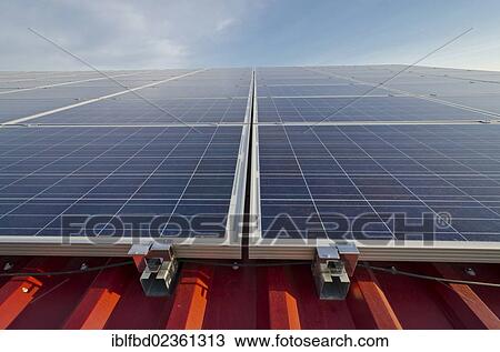 Stock Image - "Photovoltaic power plant, Nentmannsdorf, Saxony, Germany, Europe". Fotosearch