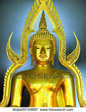 Stock Photo - "Phra Phutthachinnarat, Buddha statue in the marble temple of Wat Benchamabophit, Bangkok, Central Thailand, Thailand, Asia". Fotosearch