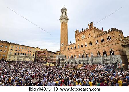 "Piazza del Campo with Palazzo Publico on a training day of the Palio di Siena, Siena, Tuscany, Italy, Europe" View Large Photo Image Stock Photo - "Piazza del Campo with Palazzo Publico on a training day of the Palio di Siena, Siena, Tuscany, Italy, Europe". Fotosearch