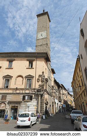"Piazza del Plebiscito, town hall and town square, Palazzo Podesta with clock tower, Viterbo, Lazio, Italy, Southern Europe, Europe" View Large Photo Image Stock Photo - "Piazza del Plebiscito, town hall and town square, Palazzo Podesta with clock tower, Viterbo, Lazio, Italy, Southern Europe, Europe". Fotosearch