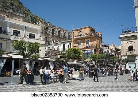 "Piazza IX Aprile square, Taormina, Sicily, Italy, Europe" View Large Photo Image Stock Image - "Piazza IX Aprile square, Taormina, Sicily, Italy, Europe". Fotosearch