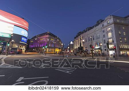 Stock Photo - Piccadilly Circus at night, London, England, United Kingdom, Europe. Fotosearch