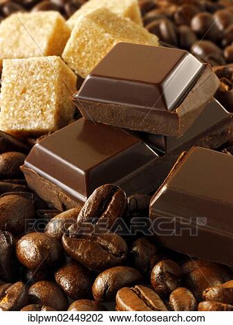 "Pieces of chocolate, coffee beans and sugar cubes" View Large Photo Image Stock Image - "Pieces of chocolate, coffee beans and sugar cubes". Fotosearch