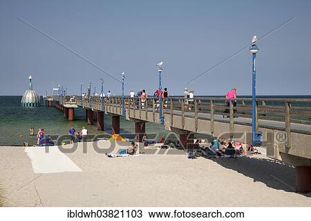 Stock Image - "Pier and diving bell, Baltic Sea peninsula of Fischland-Darss-Zingst, Baltic Sea resort of Zingst, Mecklenburg-Vorpommern, Germany, Europe". Fotosearch