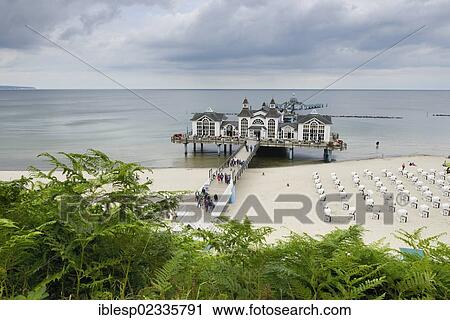 Stock Image - "Pier at the Baltic Sea resort of Sellin, Baltic Seaside Resort Sellin, Rugen, Mecklenburg-Western Pomerania, Germany, Europe". Fotosearch