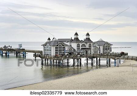 Stock Photo - "Pier at the Baltic Sea resort of Sellin, Baltic Seaside Resort Sellin, Rugen, Mecklenburg-Western Pomerania, Germany, Europe". Fotosearch
