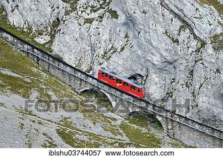 Stock Photo - "Pilatus Railway, the steepest rack railway in the world, Mount Pilatus, Luzern, Canton of Lucerne, Switzerland, Europe". Fotosearch