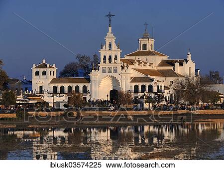 "Pilgrim church Hermitage of El Rocio in the evening light, El Rocio, Huelva province, Andalusia, Spain, Europe" View Large Photo Image Stock Photography - "Pilgrim church Hermitage of El Rocio in the evening light, El Rocio, Huelva province, Andalusia, Spain, Europe". Fotosearch