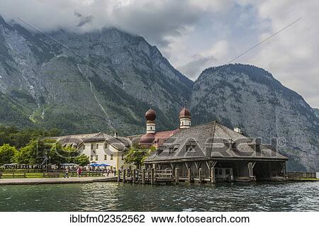Stock Image - "Pilgrimage Church of St. Bartholomew, Lake Koenigssee, Berchtesgaden, Berchtesgadener Land, Bavaria, Germany, Europe". Fotosearch