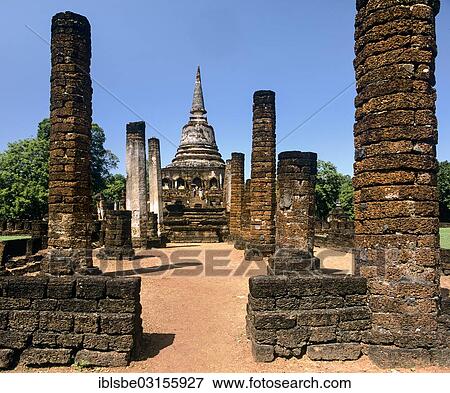 "Pillars in front of Wat Chang Lom, step pyramid, Si Satchanalai Historical Park, Si Satchanalai, Sukhothai Province, Northern Thailand, Thailand, Asia" View Large Photo Image Stock Photo - "Pillars in front of Wat Chang Lom, step pyramid, Si Satchanalai Historical Park, Si Satchanalai, Sukhothai Province, Northern Thailand, Thailand, Asia". Fotosearch