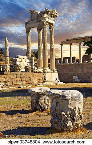"Pillars of the Greco Roman Temple of Trajan, Pergamon archaeological site, UNESCO World Heritage Site, Bergama, Turkey, Asia" View Large Photo Image Picture - "Pillars of the Greco Roman Temple of Trajan, Pergamon archaeological site, UNESCO World Heritage Site, Bergama, Turkey, Asia". Fotosearch