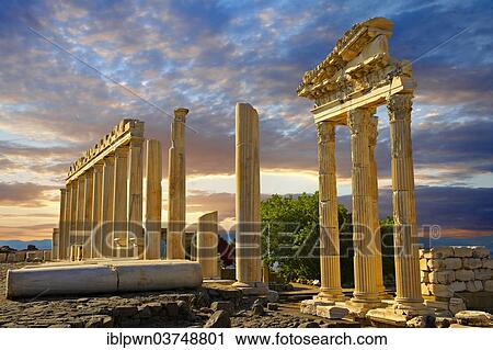 "Pillars of the Greco Roman Temple of Trajan, Pergamon archaeological site, UNESCO World Heritage Site, Bergama, Turkey, Asia" View Large Photo Image Stock Image - "Pillars of the Greco Roman Temple of Trajan, Pergamon archaeological site, UNESCO World Heritage Site, Bergama, Turkey, Asia". Fotosearch
