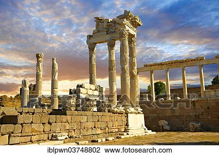 "Pillars of the Greco Roman Temple of Trajan, Pergamon archaeological site, UNESCO World Heritage Site, Bergama, Turkey, Asia" View Large Photo Image Stock Image - "Pillars of the Greco Roman Temple of Trajan, Pergamon archaeological site, UNESCO World Heritage Site, Bergama, Turkey, Asia". Fotosearch