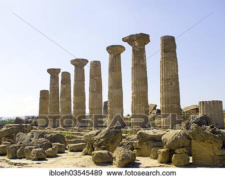 "Pillars of the Temple of Heracles in the Valley of the Temples, archaeological site in Agrigento, UNESCO World Heritage Site, Agrigento, Province of Agrigento, Sicily, Italy, Europe" View Large Photo Image Stock Photo - "Pillars of the Temple of Heracles in the Valley of the Temples, archaeological site in Agrigento, UNESCO World Heritage Site, Agrigento, Province of Agrigento, Sicily, Italy, Europe". Fotosearch