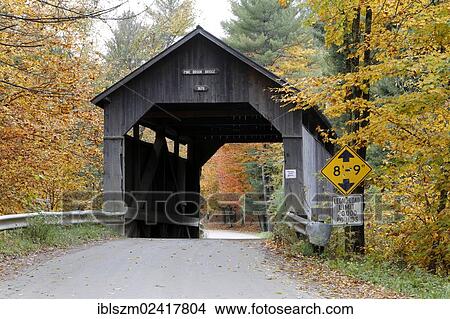 Pine Brook Covered Bridge in autumn, Waitsfield, Vermont, USA View Large Photo Image Picture - Pine Brook Covered Bridge in autumn, Waitsfield, Vermont, USA. Fotosearch