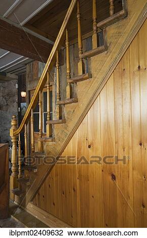 "Pinewood staircase in an old Canadiana cottage style residential home, circa 1760, Quebec, Canada - This image is property released for book, calendar, magazine, newspaper and editorial use only. " View Large Photo Image Stock Image - "Pinewood staircase in an old Canadiana cottage style residential home, circa 1760, Quebec, Canada - This image is property released for book, calendar, magazine, newspaper and editorial use only. ". Fotosearch