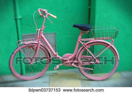 "Pink bicycle in front of green wall, Veneto Region, Italy, Europe" View Large Photo Image Stock Image - "Pink bicycle in front of green wall, Veneto Region, Italy, Europe". Fotosearch