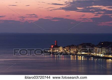 "Piran at dusk, Piran, Coastal–Karst Statistical Region, Slovenia, Europe" View Large Photo Image Picture - "Piran at dusk, Piran, Coastal–Karst Statistical Region, Slovenia, Europe". Fotosearch