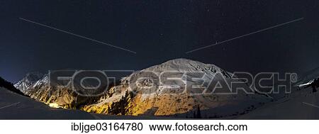 Stock Image - "Pitz Valley at night, Pitztal, Tyrol, Austria, Europe". Fotosearch