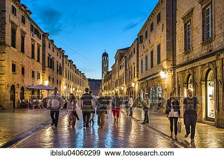 "Placa or Stradun at dusk, historic centre, Dubrovnik, Adriatic, Dalmatia, Croatia, Europe" View Large Photo Image Stock Photo - "Placa or Stradun at dusk, historic centre, Dubrovnik, Adriatic, Dalmatia, Croatia, Europe". Fotosearch