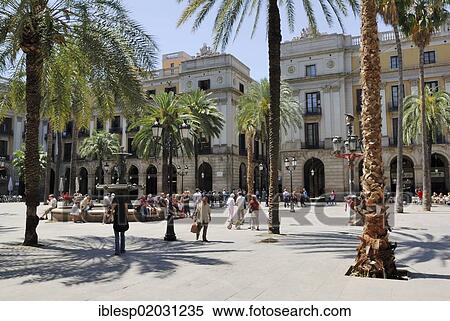 Stock Photography - "Placa Reial, Plaza Real, architect Francesc Daniel Molina i Casamajo, La Rambla, Barcelona, Catalonia, Spain, Europe". Fotosearch