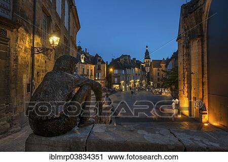 Stock Image - "Place Boissarie in Sarlat-la-Caneda, Perigord Noir, Dordogne, Aquitaine, France, Europe". Fotosearch