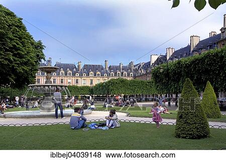 "Place des Vosges with tourists, Paris, France, Europe" View Large Photo Image Stock Photo - "Place des Vosges with tourists, Paris, France, Europe". Fotosearch