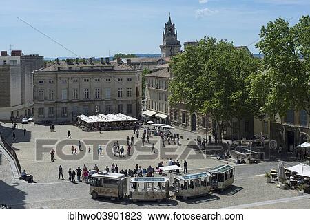 Stock Image - "Place du Palais des Papes, Avignon, Provence-Alpes-Cote d'Azur, France, Europe". Fotosearch