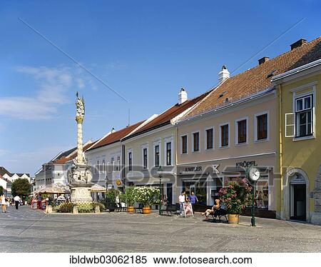 Stock Photography - "Plague column on the main street, Eisenstadt, Burgenland, Austria, Europe". Fotosearch