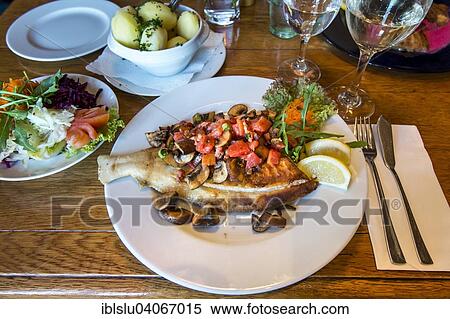 "Plaice dish in a restaurant, Amrum, North Frisian Islands, North Frisia, Schleswig-Holstein, Germany, Europe" View Large Photo Image Stock Photography - "Plaice dish in a restaurant, Amrum, North Frisian Islands, North Frisia, Schleswig-Holstein, Germany, Europe". Fotosearch