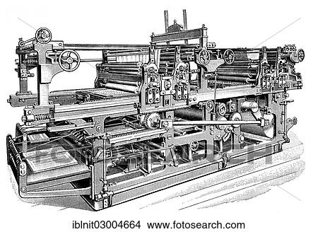 "Planographic printing rotary machine by A. Hamm in Heidelberg and Frankenthal, illustration from Meyers Konversations-Lexikon encyclopaedia, 1897" View Large Photo Image Picture - "Planographic printing rotary machine by A. Hamm in Heidelberg and Frankenthal, illustration from Meyers Konversations-Lexikon encyclopaedia, 1897". Fotosearch