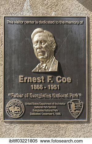 "Plaque for Ernest F. Coe, founder of the Everglades National Park, Florida City, Florida, United States, North America" View Large Photo Image Stock Photography - "Plaque for Ernest F. Coe, founder of the Everglades National Park, Florida City, Florida, United States, North America". Fotosearch