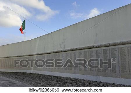 Stock Photograph - "Plaques with the names of fallen soldiers, Monumento Nacional aos Combatentes do Ultramar monument, by architect Francisco Jose Ferreira Guedes de Carvalho, Belem, Lisbon, Portugal, Europe". Fotosearch