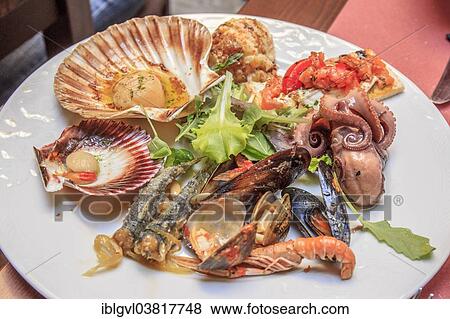 "Plate of antipasti with mussels, calamari and anchovies, Venice, Italy, Europe" View Large Photo Image Stock Photo - "Plate of antipasti with mussels, calamari and anchovies, Venice, Italy, Europe". Fotosearch
