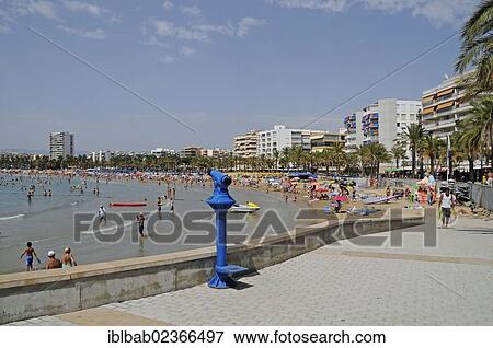 "Platja de Llevant or Playa de Levante, beach in Salou, Tarragona province, Catalonia, Spain, Europe, PublicGround, Europe" View Large Photo Image Stock Photo - "Platja de Llevant or Playa de Levante, beach in Salou, Tarragona province, Catalonia, Spain, Europe, PublicGround, Europe". Fotosearch