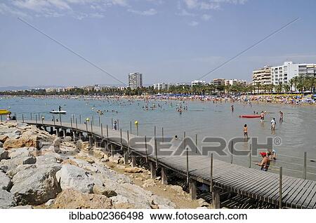 "Platja de Llevant or Playa de Levante, beach in Salou, Tarragona province, Catalonia, Spain, Europe, PublicGround, Europe" View Large Photo Image Stock Photo - "Platja de Llevant or Playa de Levante, beach in Salou, Tarragona province, Catalonia, Spain, Europe, PublicGround, Europe". Fotosearch