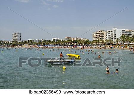 "Platja de Llevant or Playa de Levante, beach in Salou, Tarragona province, Catalonia, Spain, Europe, PublicGround, Europe" View Large Photo Image Stock Photo - "Platja de Llevant or Playa de Levante, beach in Salou, Tarragona province, Catalonia, Spain, Europe, PublicGround, Europe". Fotosearch