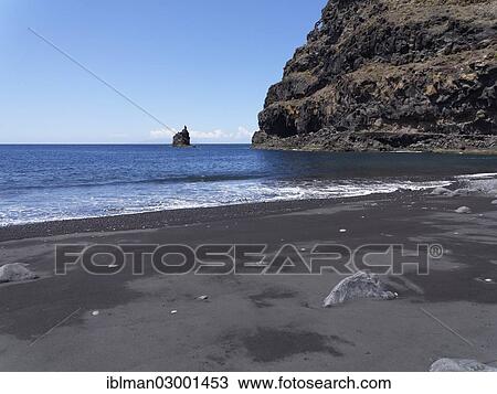 Stock Image - "Playa de Iguala beach, Vallehermoso, La Gomera, Canary Islands, Spain, Europe, La Gomera, Vallehermoso, La Gomera, Canary Islands, Spain, Europe". Fotosearch